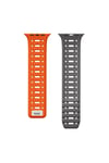 Watch 42mm Uyumlu NVTH KRD-124 Silikon Kordon Strap Kayış-Turuncu-Gri