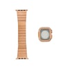 Watch 44mm Uyumlu NVTH KRD-126 Sert Kasa Koruyuculu Metal Kordon-Rose Gold