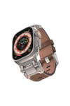 Watch Ultra 49mm NVTH KRD-114 Metal Başlıklı Suni Deri Kordon-Açık Kahve