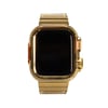 Watch Ultra 49mm Uyumlu NVTH KRD-126 Sert Kasa Koruyuculu Metal Kordon-Gold