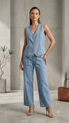 Denim Yelek Pantolon Alt Üst Takım