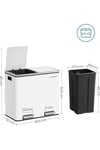 SONGMICS Ltb48Wt Mutfak İçin 2 Bölmeli Pedallı Çöp 2 x 24L Yumuşak Kapanış Plastik İç Kova...
