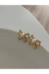 1. SINIF ÇELİK FİYONK VE İNCİ DETAYLI GOLD KADIN KÜPE