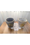 2 Adet Beton Çiçek ve Bonsai Vazosu Gri ve Antrasit Renk