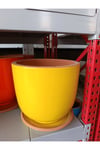 25-30 Litre Tabaklı Sarı Dekoratif Toprak Saksı