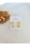 316L 1. Sınıf Çelik Zirkon Taşlı Çoklu Görünüm Tasarım Modern Kadın Küpe Gold