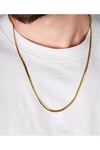 316L 1. Sınıf Çelik Yassı İtalyan Zincir Gold Unisex Kadın / Erkek Kolye 68 cm
