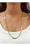 316L 1. Sınıf Çelik Yassı İtalyan Zincir Gold Unisex Kadın / Erkek Kolye 68 cm
