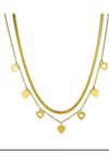 316L 1 SINIF ÇELİK KADIN GOLD ÇİFT İTALYAN VE ÖRGÜ ZİNCİRLİ KALPLİ TREND KOLYE