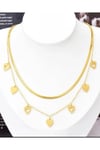316L 1 SINIF ÇELİK KADIN GOLD ÇİFT İTALYAN VE ÖRGÜ ZİNCİRLİ KALPLİ TREND KOLYE
