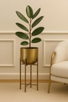 60 CM GOLD ESKİTME AYAKLI SAKSI ÇAP 20 CM