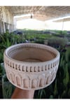 Antik Beyaz Kemerli Roma Tarzı Saksı 21*10 cm ve Para Çiçeği