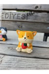 Dekoratif Corgi Köpek Seramik Saksı & Biblo - El Yapımı Tatlı Hediyelik - Masaüstü Çiçeklik Obje
