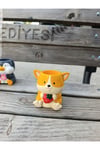 Dekoratif Corgi Köpek Seramik Saksı & Biblo - El Yapımı Tatlı Hediyelik - Masaüstü Çiçeklik Obje
