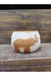 Fil desenli taş çiçek ve bitki saksısı 12x12 cm