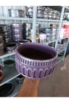 Lila-Mor Gümüş Detaylı Roma Saksı 21*11 cm ve Para Çiçeği