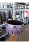 Lila-Mor Gümüş Detaylı Roma Saksı 21*11 cm ve Para Çiçeği