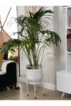 Metal Saksı Ayaklı Çiçeklik Dekoratif Beyaz Saksı Vazo Saksılık 50x30cm
