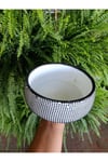 Monokrom Noktalı Modern Geniş Saksı 21*10 cm