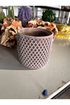 Örgü Desenli Taş Saksı Beyaz