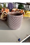 Örgü Desenli Taş Saksı Beyaz