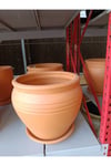 Tabaklı 25-30 Litre Bombeli Sade Toprak Saksı