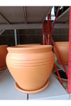 Tabaklı 25-30 Litre Bombeli Sade Toprak Saksı