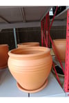 Tabaklı 25-30 Litre Bombeli Sade Toprak Saksı