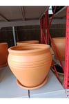 Tabaklı 25-30 Litre Bombeli Sade Toprak Saksı