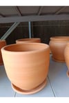 Tabaklı 25-30 Litre Sade Toprak Saksı