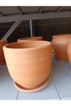 Tabaklı 25-30 Litre Sade Toprak Saksı