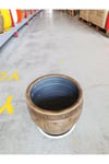 Tabaklı 30 Litre Kahverengi Detaylı Taş Saksı