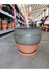 Tabaklı 60 Litre Eskitme Detaylı Taş Saksı