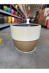 Tabaklı 60 Litre Kahve-Krem Taş Saksı