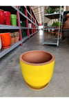 Tabaklı 60 Litre Sarı Detaylı Taş Saksı