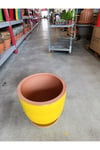 Tabaklı 60 Litre Sarı Detaylı Taş Saksı