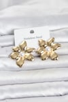 316L Çelik Gold Renk İncili Lotus Model Kadın Küpe