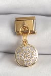 316L Çelik Gold Renk Sallantı Zirkon Taşlı Yonca Model Nomination Charm