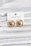 316L Çelik Gold Renk Top Model Kadın Küpe