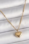 316L Çelik Gold Renk Zincir Love İşlemeli Kalp Figür Kadın Kolye