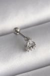316L Çelik Gümüş Renk Üçgen Zirkon Taşlı Tragus Piercing
