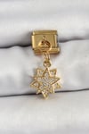 316L Çelik Sallantılı Zirkon Taşlı Yıldız Model Gold Renk Nomination Charm