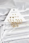 6 Çift Kadın Küpe Seti Gold Renk