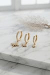 Gold Renk Kutup Yıldız Model 3 lü Küpe Seti