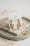 Gold Renk Zirkon Taşlı Halley Model Pirinç Kadın Küpe