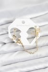 Kelebekli Model Pirinç Gold Renk Zincir Bağlantılı Ear Cuff Küpe Seti