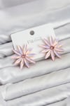 Pembe Kristal Taşlı Lotus Model Kadın Küpe