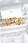 Pirinç Gold Renk 3 Çift Vintage Kadın Küpe Seti