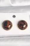Pirinç Gold Renk 3D Daire Leopar Model Kadın Küpe