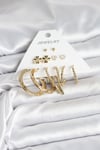 Pirinç Gold Renk 6 Çift Kadın Küpe Seti